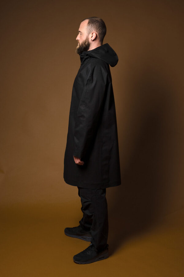 Weatherall-Black-Raincoat-Side-View-By-Rainford-Apparel