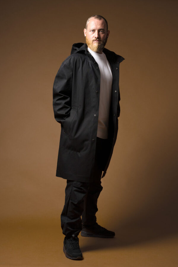 Weatherall-Black-Raincoat-Front-Open-View-By-Rainford-Apparel