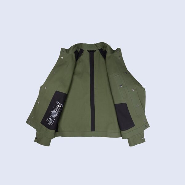 Inside-View-Of-Green-Waterproof-Rain-Jacket-By-Rainford-Apparel