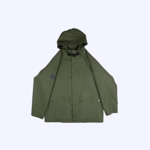 Front-View-Of-Green-Waterproof-Rain-Parka-By-Rainford-Apparel