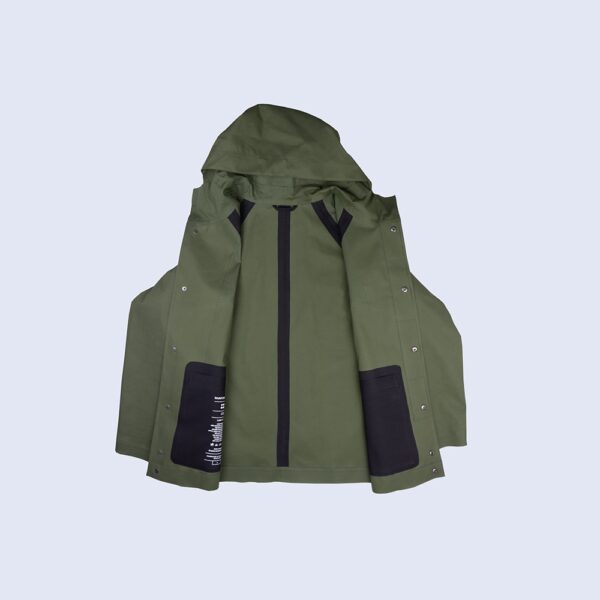 Inside-View-Of-Green-Waterproof-Rain-Parka-By-Rainford-Apparel