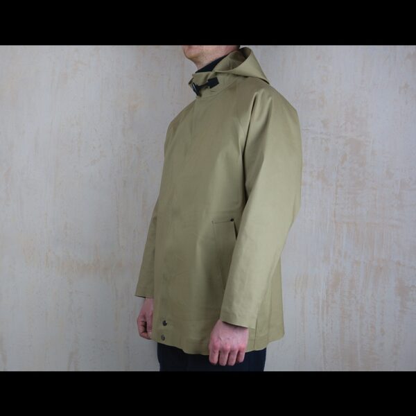 Side-View-Of-Model-Wearing-Waterproof-Caramac-Rain-Anorak-By-Rainford-Apparel