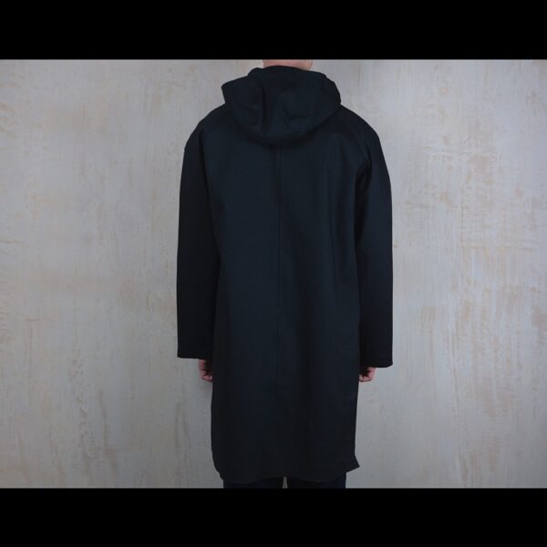 Back-View-Of-Model-Wearing-Waterproof-Weatherall-Rain-Parka-By-Rainford-Apparel