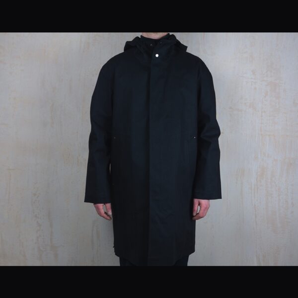 Front-View-Of-Model-Wearing-Waterproof-Weatherall-Rain-Parka-By-Rainford-Apparel