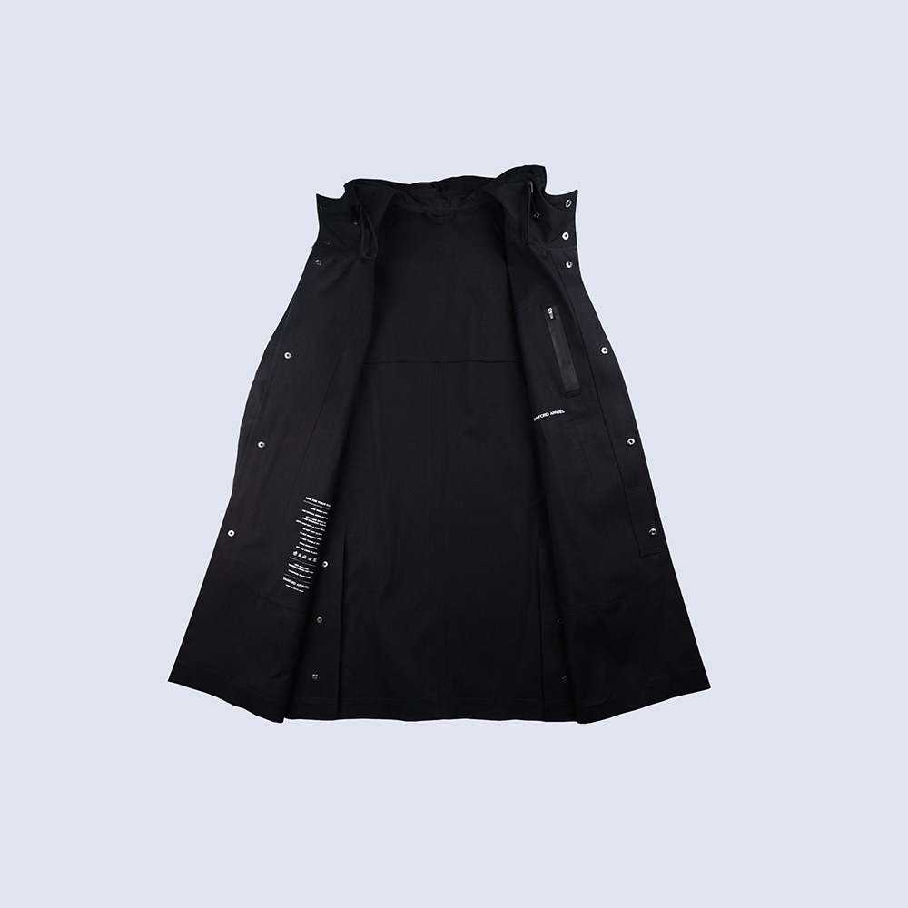 Inside-View-Of-Black-Waterproof-Weatherall-Long-Rain-Parka-By-Rainford-Apparel